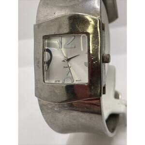 Womens Silver Cuff Bangle Watch Worn New Batteey